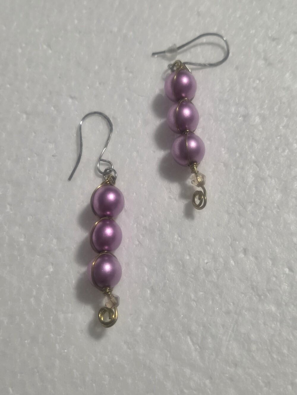 Handcrafted Purple Faux Pearl Drop Earrings - Women Jewelry